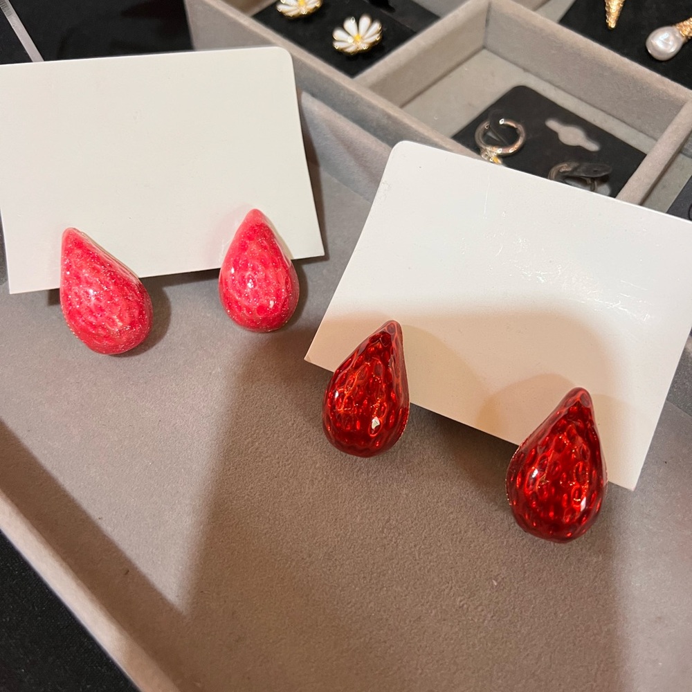 Red & PINK Teardrop Earrings